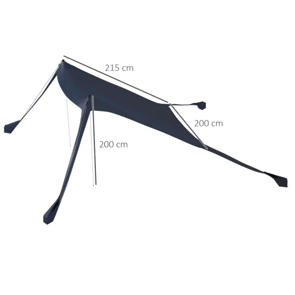 Zonneschermdak waterdicht zonnezeil 2,15x2x2m met uv bescherming stalen stangen & draagtas voor kamperen reizen vissen 4