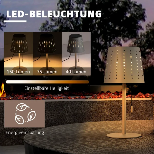 Zonnetafellamp buiten led, accu, dimbaar, ip44 waterdicht, draagbaar, lichtgrijs, ideaal voor tuin & terras 5