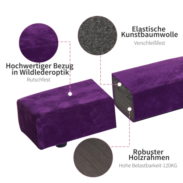 Zwevende balk 210 cm opvouwbaar voor binnen & buiten, balanceer balk tot 120 kg, paars, ideaal voor gymnastiek & training 5