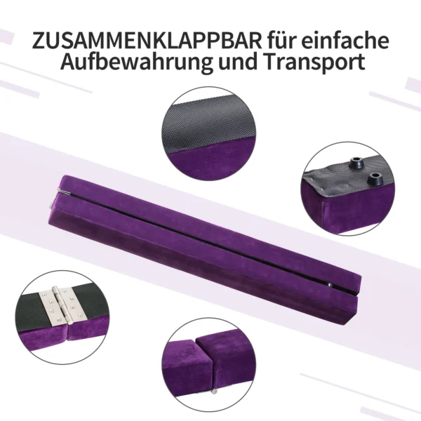 Zwevende balk 210 cm opvouwbaar voor binnen & buiten, balanceer balk tot 120 kg, paars, ideaal voor gymnastiek & training 6