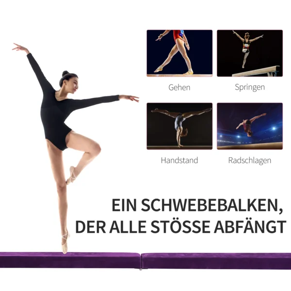 Zwevende balk 210 cm opvouwbaar voor binnen & buiten, balanceer balk tot 120 kg, paars, ideaal voor gymnastiek & training 8