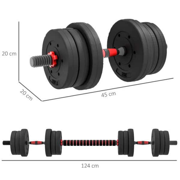 2 in 1 halterset 20 kg verstelbare dumbbell & barbell professioneel krachttraining en gewichtheffen voor thuisfitness 4