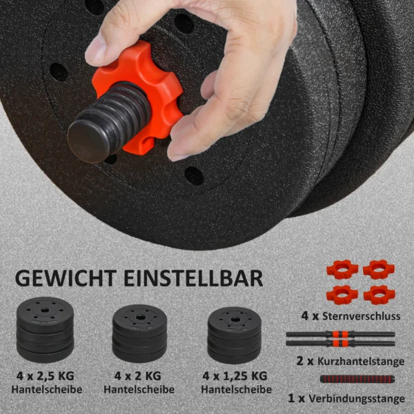 2 in 1 halterset 20 kg verstelbare dumbbell & barbell professioneel krachttraining en gewichtheffen voor thuisfitness 7