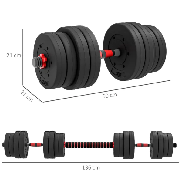 2 in 1 halterset 30 kg verstelbare dumbbell & barbell professioneel krachttraining en gewichtheffen voor thuisfitness 4