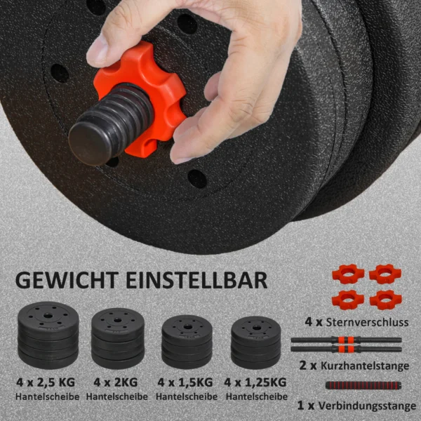 2 in 1 halterset 30 kg verstelbare dumbbell & barbell professioneel krachttraining en gewichtheffen voor thuisfitness 7