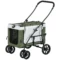 2 in 1 hondenwagen hondenbuggy opvouwbaar voor honden & katten tot 10 kg kattenbuggy met kussen, netvensters, deuren, opbergmand, kattenwagen buggy donkergroen 1