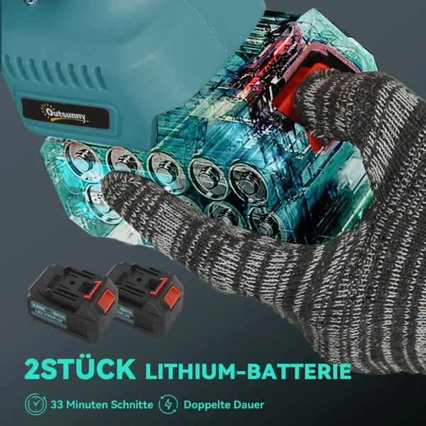 2 in 1 mini kettingzaag 580w met accu 8000mah veiligheidsvergrendeling 8 inch handkettingzaag elektrische motorzaag voor tuinscharen takkenschaar houtsnijden 7