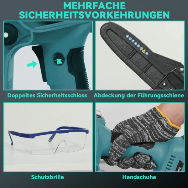 2 in 1 mini kettingzaag 580w met accu 8000mah veiligheidsvergrendeling 8 inch handkettingzaag elektrische motorzaag voor tuinscharen takkenschaar houtsnijden 8