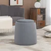 2 in 1 ottoman ronde zitkruk in grijze fluweel look met opbergruimte afneembaar deksel Ø44cm x 47,5cm veelzijdig inzetbaar als bijzettafel 2