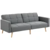 2 in 1 slaapbank 205 x 88 cm sofa met bedfunctie, bank met zitkussens, linnenlook, verstelbare rugleuning voor woonkamer, slaapkamer, grijs 1