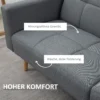 2 in 1 slaapbank 205 x 88 cm sofa met bedfunctie, bank met zitkussens, linnenlook, verstelbare rugleuning voor woonkamer, slaapkamer, grijs 5