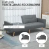 2 in 1 slaapbank 205 x 88 cm sofa met bedfunctie, bank met zitkussens, linnenlook, verstelbare rugleuning voor woonkamer, slaapkamer, grijs 6