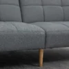 2 in 1 slaapbank 205 x 88 cm sofa met bedfunctie, bank met zitkussens, linnenlook, verstelbare rugleuning voor woonkamer, slaapkamer, grijs 8