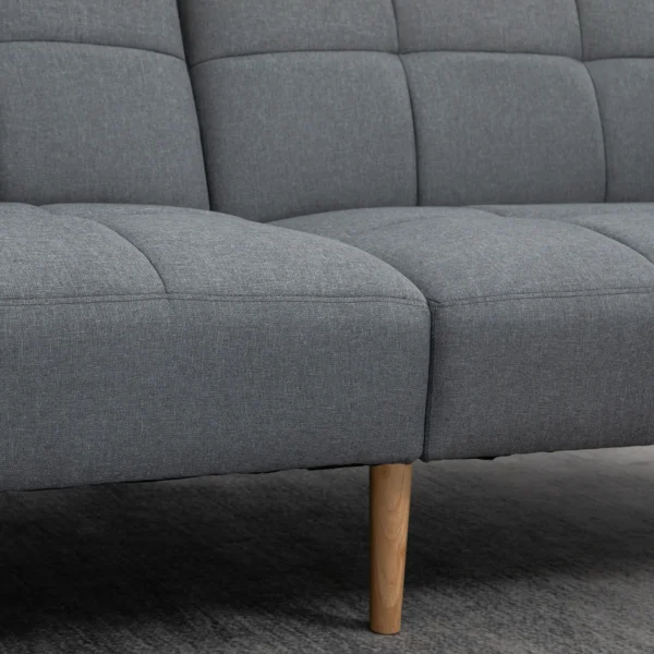 2 in 1 slaapbank 205 x 88 cm sofa met bedfunctie, bank met zitkussens, linnenlook, verstelbare rugleuning voor woonkamer, slaapkamer, grijs 8
