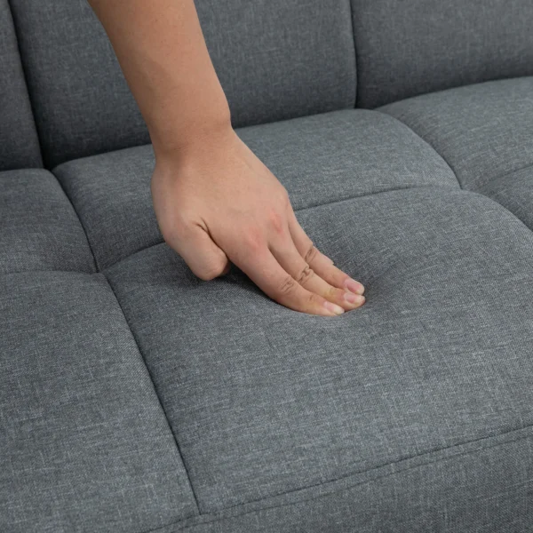 2 in 1 slaapbank 205 x 88 cm sofa met bedfunctie, bank met zitkussens, linnenlook, verstelbare rugleuning voor woonkamer, slaapkamer, grijs 9