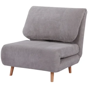 2 in 1 slaapbank, slaapstoel, verstelbare vouwmatras, logeerbed, vouwbed, corduroy look voor slaapkamer, woonkamer, lichtgrijs 1