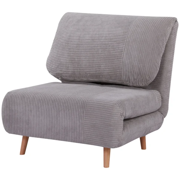 2 in 1 slaapbank, slaapstoel, verstelbare vouwmatras, logeerbed, vouwbed, corduroy look voor slaapkamer, woonkamer, lichtgrijs 1