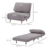 2 in 1 slaapbank, slaapstoel, verstelbare vouwmatras, logeerbed, vouwbed, corduroy look voor slaapkamer, woonkamer, lichtgrijs 4