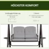 2 zits hollywood schommel met zonnedak, kussens & dienblad, moderne tuinschommel van metaal & polyester, grijs, 162x118x173cm 8