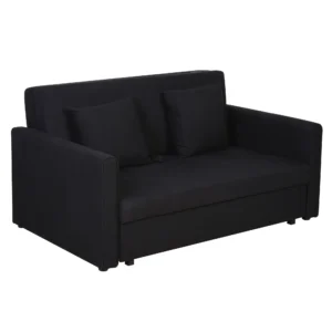 2 zits slaapbank met bedfunctie & opbergruimte, rugkussen, polycotton, hout, antraciet, 152x101x81cm 1