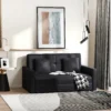 2 zits slaapbank met bedfunctie & opbergruimte, rugkussen, polycotton, hout, antraciet, 152x101x81cm 2