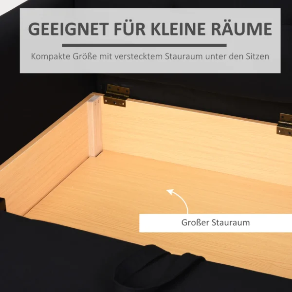 2 zits slaapbank met bedfunctie & opbergruimte, rugkussen, polycotton, hout, antraciet, 152x101x81cm 6