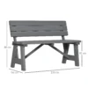 2 zits tuinbank hout, weerbestendige zitbank, uv bestendige tuinmeubelen met rugleuningen, parkbank belastbaar tot 220kg, balkonbank, houten bank voor balkon terras, tuin, 116 x 56 x 80 cm, grijs 4
