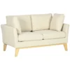 2 zitsbank loveseat in linnenlook met kussens, tweezitter met houten poten tot 150 kg, beige 137x78x78 cm voor woonkamer 1
