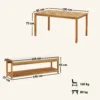 3 delig. tuinmeubelset van acaciahout inclusief 1 eettafel met parasolgat, 2 banken, balkonmeubelset, tuinset voor balkon, terras, teak 4