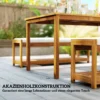 3 delig. tuinmeubelset van acaciahout inclusief 1 eettafel met parasolgat, 2 banken, balkonmeubelset, tuinset voor balkon, terras, teak 8