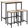 3 delige eetgroep eettafel set voor balkon & tuin, stalen frame & spaanplaat, natuurhout look & zwart, 80x50x85cm 1