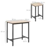 3 delige eetgroep eettafel set voor balkon & tuin, stalen frame & spaanplaat, natuurhout look & zwart, 80x50x85cm 4