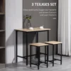 3 delige eetgroep eettafel set voor balkon & tuin, stalen frame & spaanplaat, natuurhout look & zwart, 80x50x85cm 5