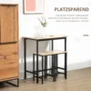 3 delige eetgroep eettafel set voor balkon & tuin, stalen frame & spaanplaat, natuurhout look & zwart, 80x50x85cm 6