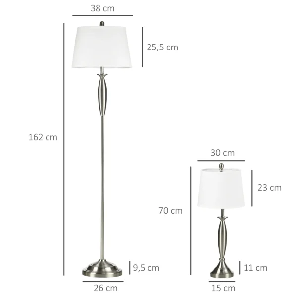 3 delige lampenset staande lamp & 2 tafellampen e27 zilver en wit voor woonkamer slaapkamer moderne verlichting 4
