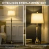 3 delige lampenset staande lamp & 2 tafellampen e27 zilver en wit voor woonkamer slaapkamer moderne verlichting 5