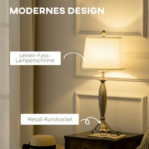 3 delige lampenset staande lamp & 2 tafellampen e27 zilver en wit voor woonkamer slaapkamer moderne verlichting 6