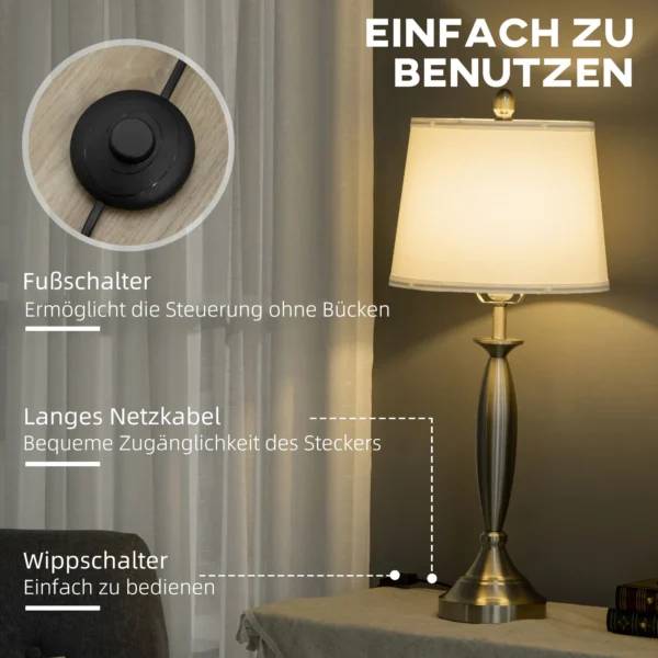 3 delige lampenset staande lamp & 2 tafellampen e27 zilver en wit voor woonkamer slaapkamer moderne verlichting 7
