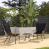 3 delige rattan zitgroep tuinset tuinmeubelset met 2 stoelen & bijzettafel hardglazen blad en kussens 2
