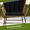 3 delige rattan zitgroep tuinset tuinmeubelset met 2 stoelen & bijzettafel hardglazen blad en kussens 6