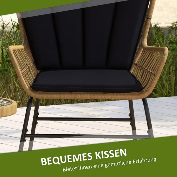 3 delige rattan zitgroep tuinset tuinmeubelset met 2 stoelen & bijzettafel hardglazen blad en kussens 6