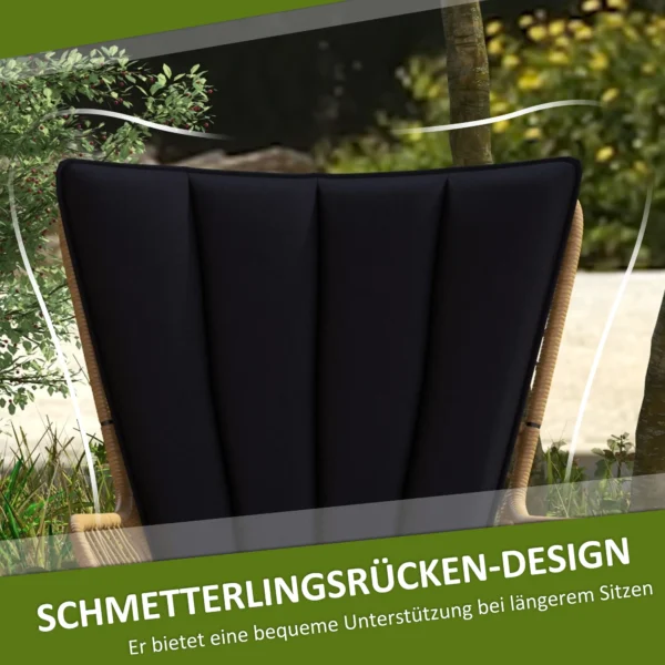 3 delige rattan zitgroep tuinset tuinmeubelset met 2 stoelen & bijzettafel hardglazen blad en kussens 7