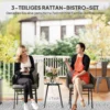 3 dlg. rattan bistroset, zitgroep, tuinset met 2 tuinstoelen, salontafel, afneembaar kussen, balkonmeubel set voor tuin, terras, staal, grijs 5