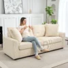 3 zits bank, bank met armleuningen, sierkussens, gestoffeerde bank met corduroy bekleding, dik gepolsterd loungebank tot 450 kg voor woonkamer, slaapkamer 212 x 80 x 88 cm, crème wit 2