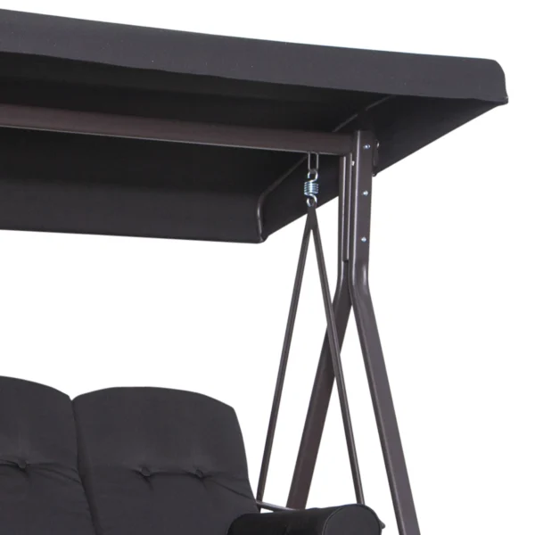 3 zits hollywood schommel tuinschommel met zonnedak en kussens, metaal & polyester, zwart, 116 x 206 x 183 cm 9