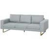 3 zitsbank stoffen bank met kussens armleuning linnenlook voor slaapkamer 200 x 82 x 78 cm lichtgrijs 1