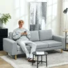 3 zitsbank stoffen bank met kussens armleuning linnenlook voor slaapkamer 200 x 82 x 78 cm lichtgrijs 2