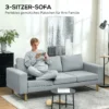 3 zitsbank stoffen bank met kussens armleuning linnenlook voor slaapkamer 200 x 82 x 78 cm lichtgrijs 5