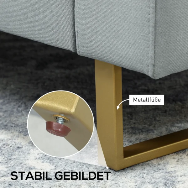 3 zitsbank stoffen bank met kussens armleuning linnenlook voor slaapkamer 200 x 82 x 78 cm lichtgrijs 7