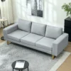 3 zitsbank stoffen bank met kussens armleuning linnenlook voor slaapkamer 200 x 82 x 78 cm lichtgrijs 9